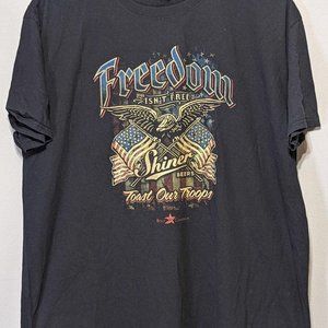 Shiner Beer Freedom Isn't Free Toast our Troops Graphic T-shirt Black Texas 2XL